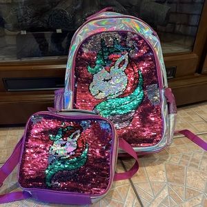 Unicorn backpack and lunchbox